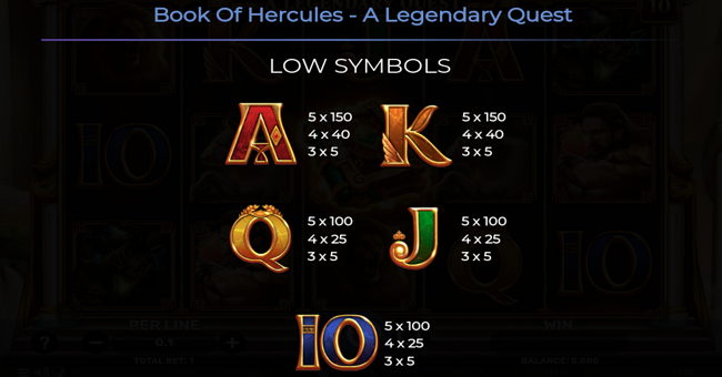 book of hercules a legendary quest paytable 2 paytable