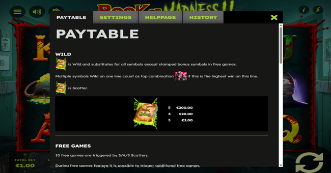 book of madness 2 paytable 1 paytable