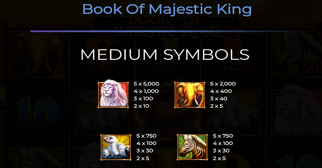 book of majestic king paytable 1 paytable