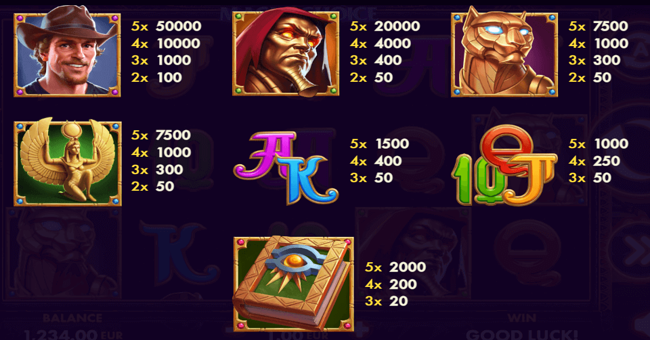 book of nile magic choice paytable paytable