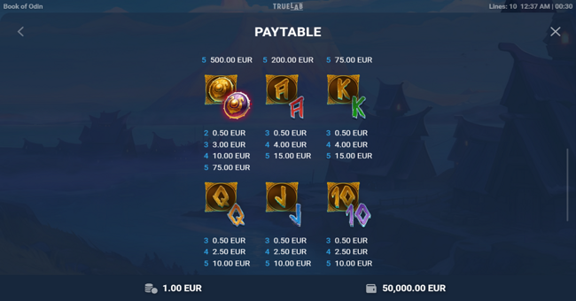 book of odin paytable 3 paytable