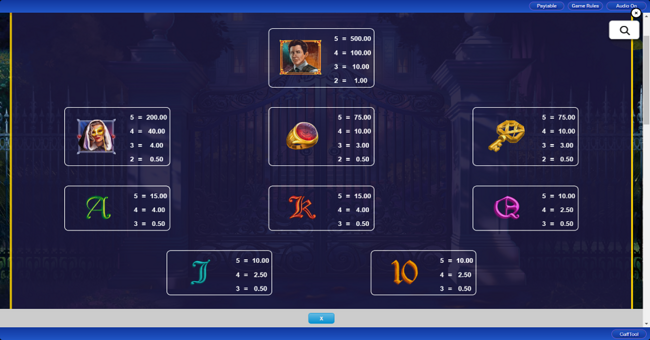 book of unseen paytable 1 paytable