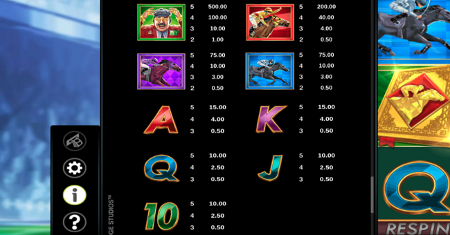 bookie of odds paytable paytable