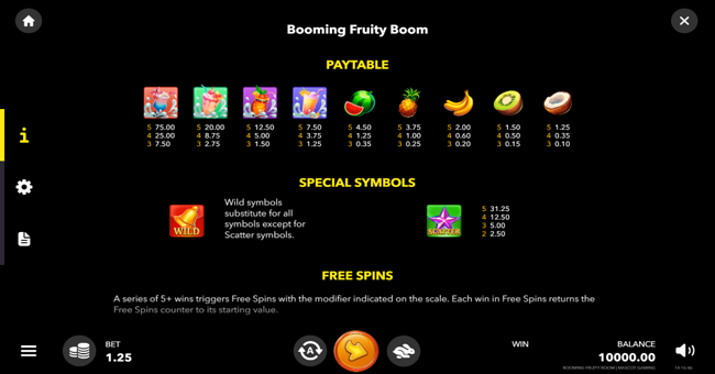 booming fruity boom paytable paytable