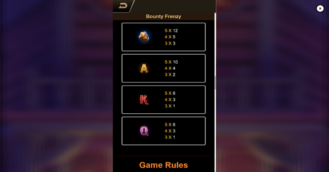 bounty frenzy paytable 2 paytable