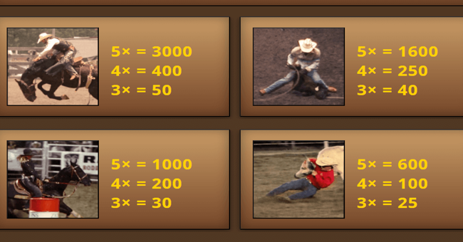 buckin broncos paytable 1 paytable