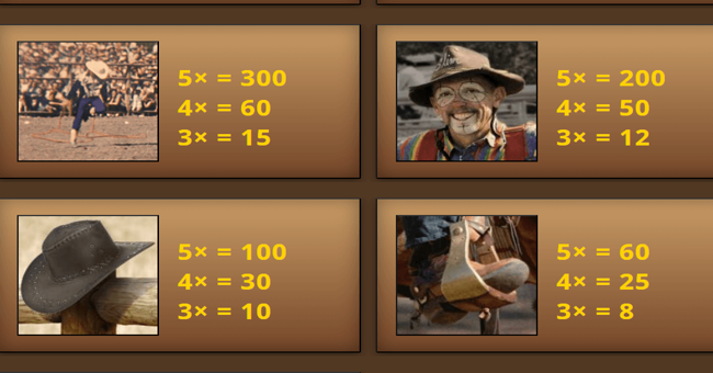 buckin broncos paytable 2 paytable