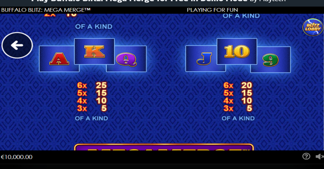 buffalo blitz mega merge paytable 2 paytable