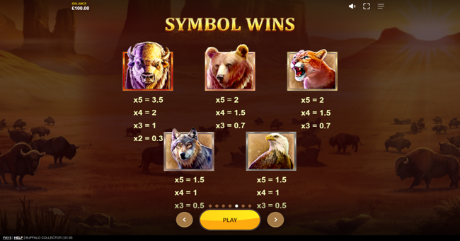 buffalo collector paytable 1 paytable