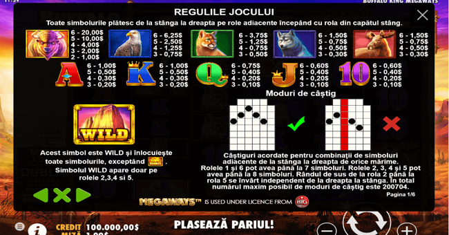 buffalo king megaways 1 paytable