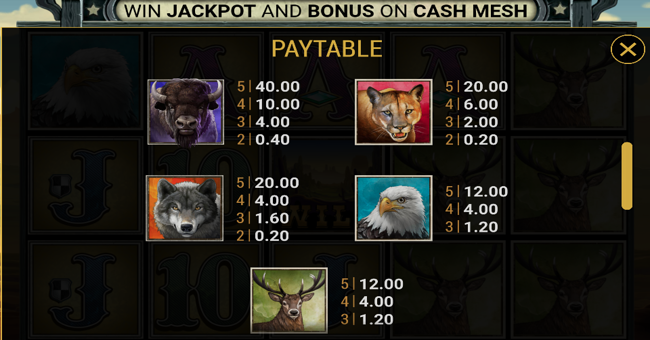 buffalo trail ultra paytable 1 paytable