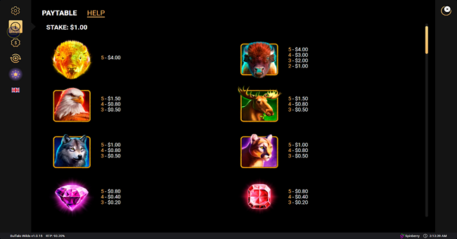buffalo wilds paytable 1 paytable
