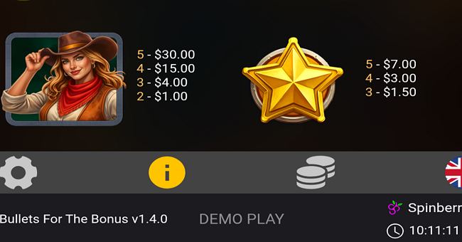 bullets for the bonus paytable 1 paytable