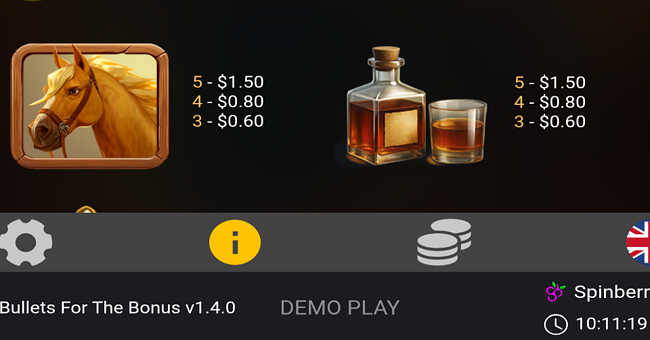 bullets for the bonus paytable 3 paytable