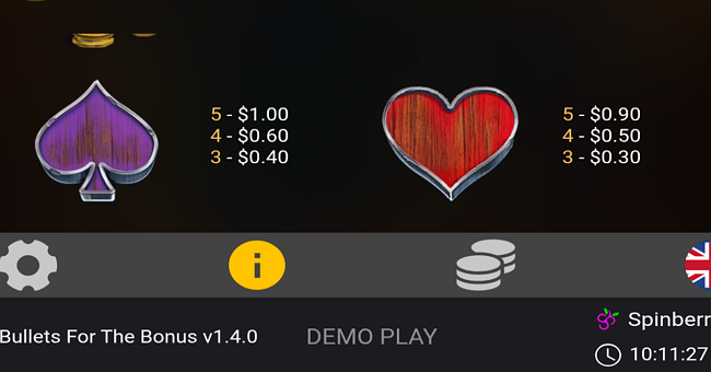 bullets for the bonus paytable 5 paytable