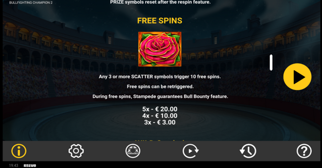 bullfighting champion 2 paytable 3 paytable