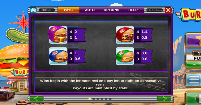 burgers paytable 1 paytable