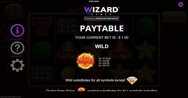 burn burn burn paytable 1 paytable