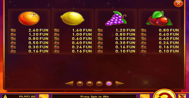 burning stars paytable 2 paytable