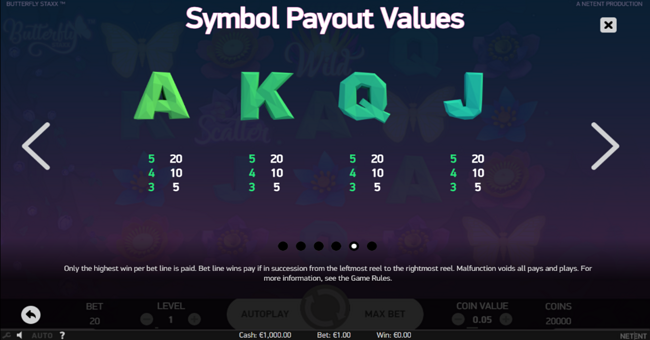 butterfly staxx paytable 2 paytable