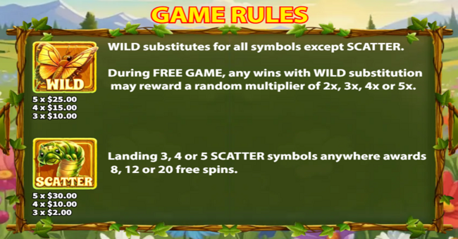 butterfly wild dance paytable 1 paytable