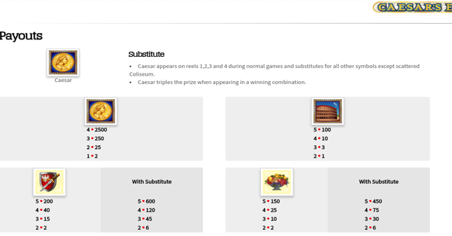 caesars empire paytable 1 paytable