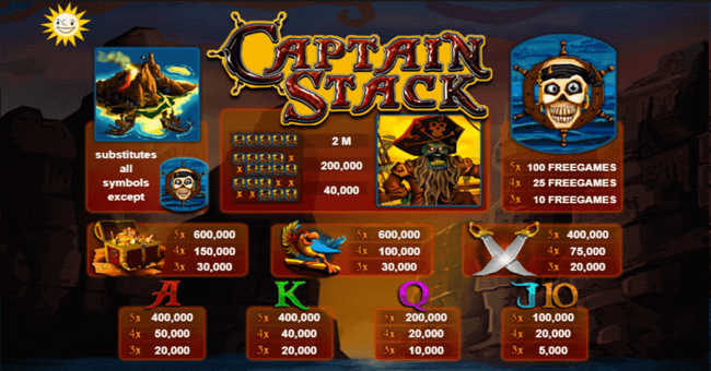 captain stack paytable paytable