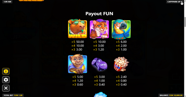 capypark up x paytable 2 paytable