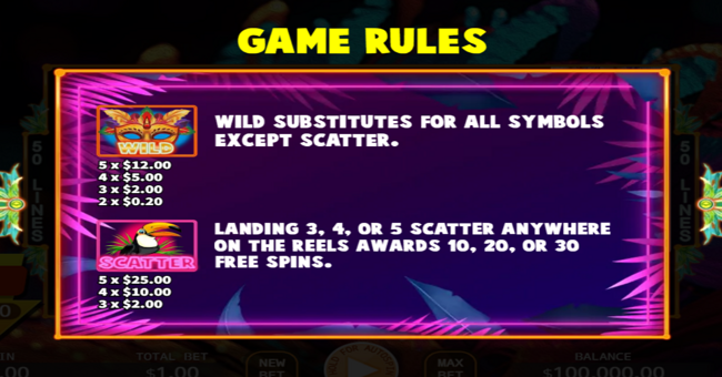 carnival beauty paytable 1 paytable