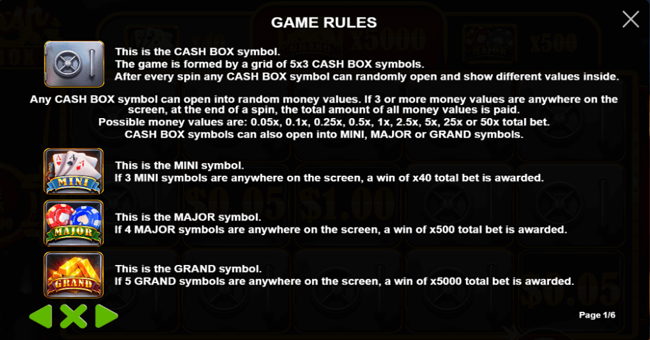 cash box paytable paytable