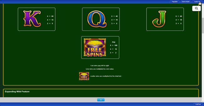 cash eruption coins and clovers paytable 2 paytable