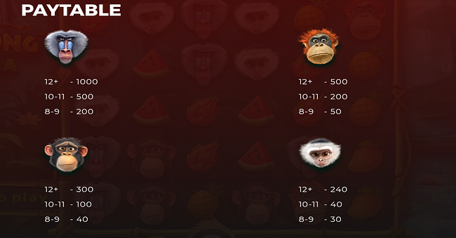 cash kong bonanza paytable 1 paytable
