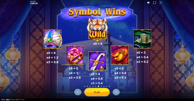 cash lamps paytable 1 paytable