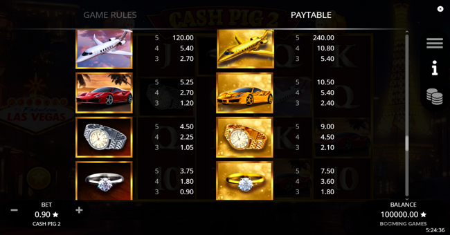 cash pig 2 paytable 1 paytable