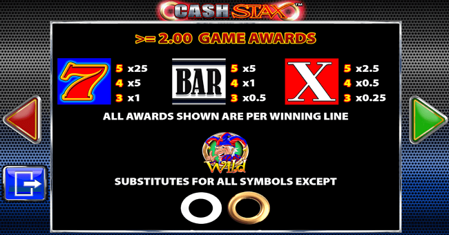 cash stax paytable 2 paytable