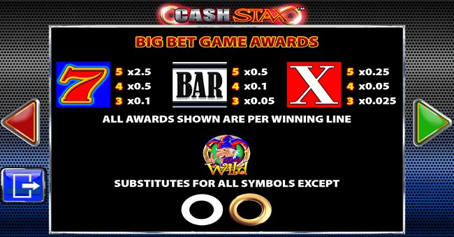 cash stax paytable 3 paytable