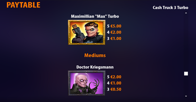 cash truck 3 turbo paytable 1 paytable