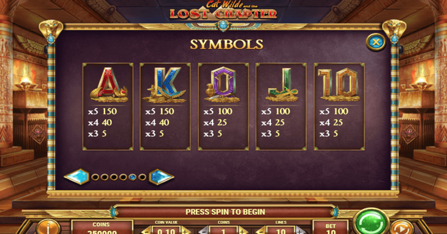 cat wilde and the lost chapter 2 paytable