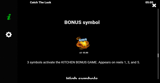 catch the luck paytable 1 paytable