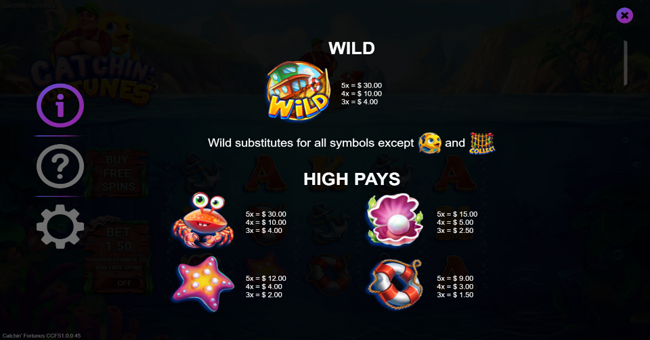 catchin fortunes paytable 1 paytable
