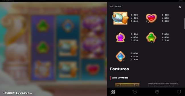 cats of olympuss paytable 2 paytable