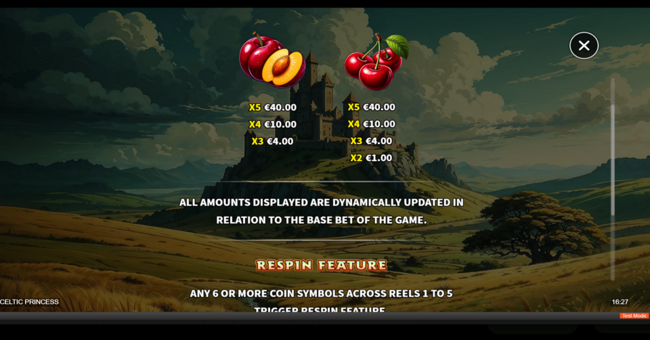 celtic princess paytable 2 paytable