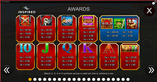 centurion bigger big money paytable 1 paytable