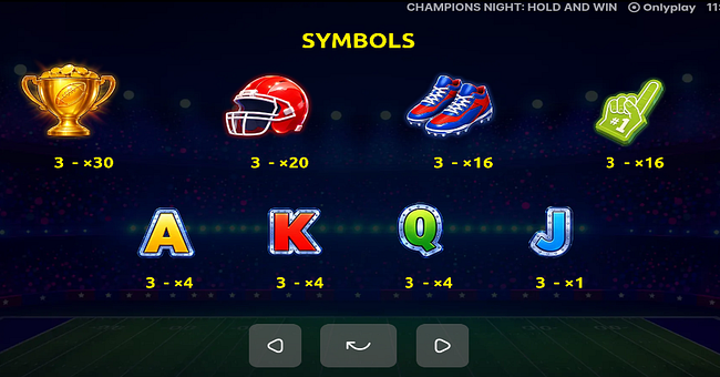 champions night hold and win paytable paytable