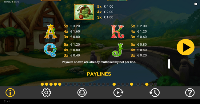 charm and date paytable 3 paytable