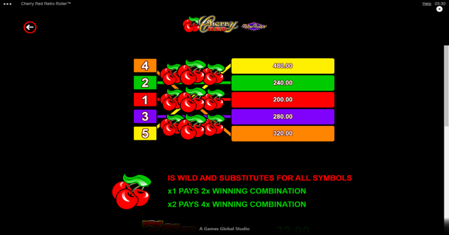 cherry red retro roller paytable 1 paytable