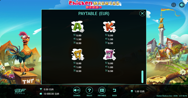 chicken madness dice paytable 2 paytable