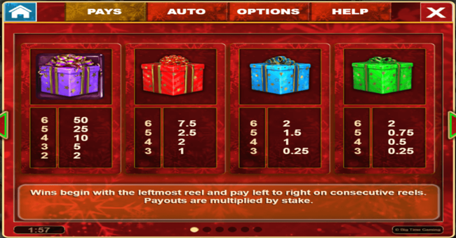 christmas bonanza paytable 1 paytable