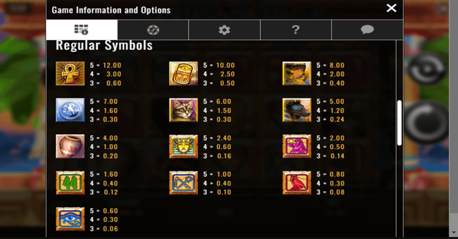 cleopatras coins treasure of the nile paytable paytable