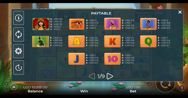 cleos riches flexiways paytable paytable